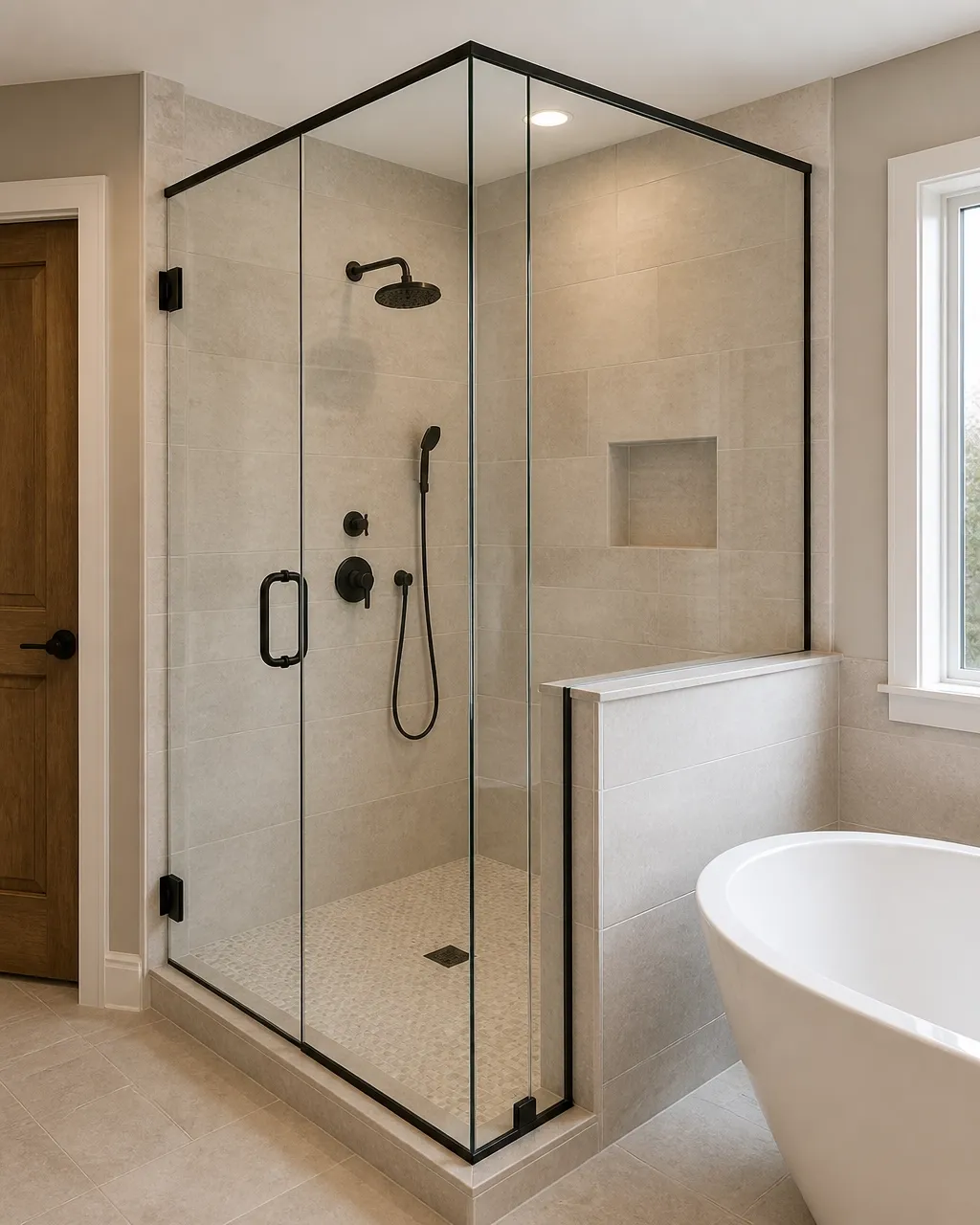 Shower door project detail for a Bloomington remodeling project